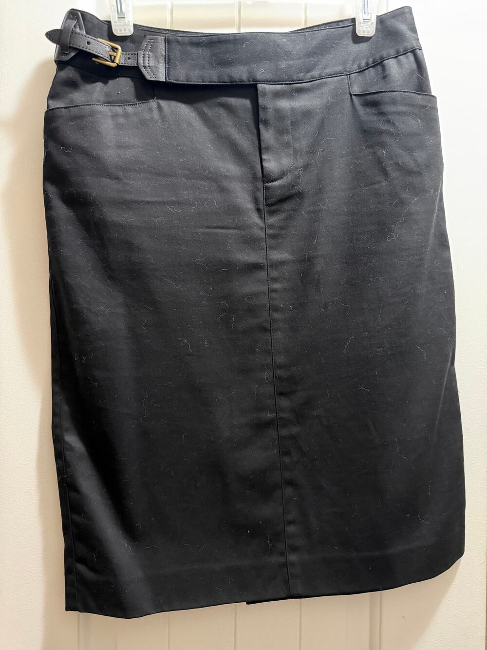 Lauren Ralph Lauren Cotton Blend Skirt Size 4 Black Belted Classic OfficeWear
